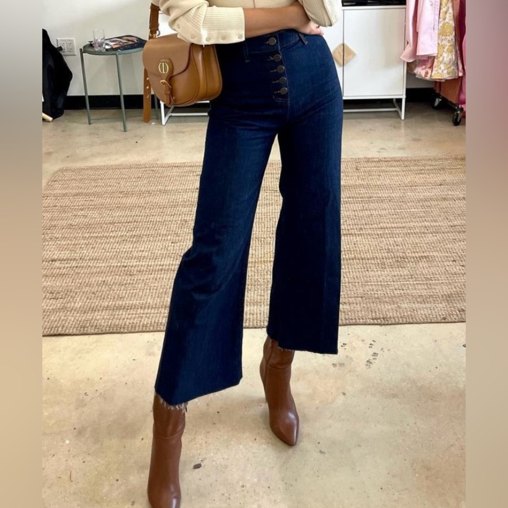 Veronica Beard Grant Wide Leg High Rise Cropped